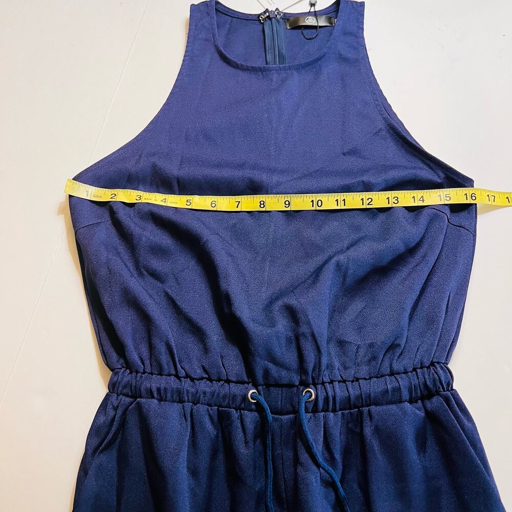 Missguided Sleeveless Drawstring Waist Cuffed Hem Jumpsuit Size 2 NWT Navy - Picture 4 of 6
